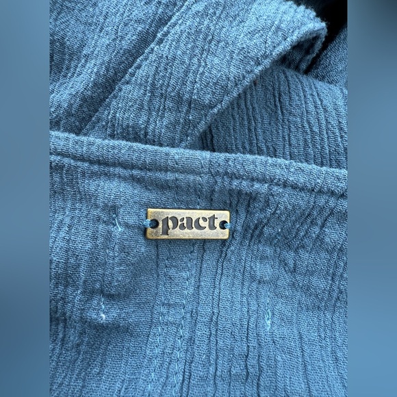 Pact Organic Cotton Jumpsuit Sz S Blue Boho Beachy Farmers Market Pockets - Picture 8 of 10